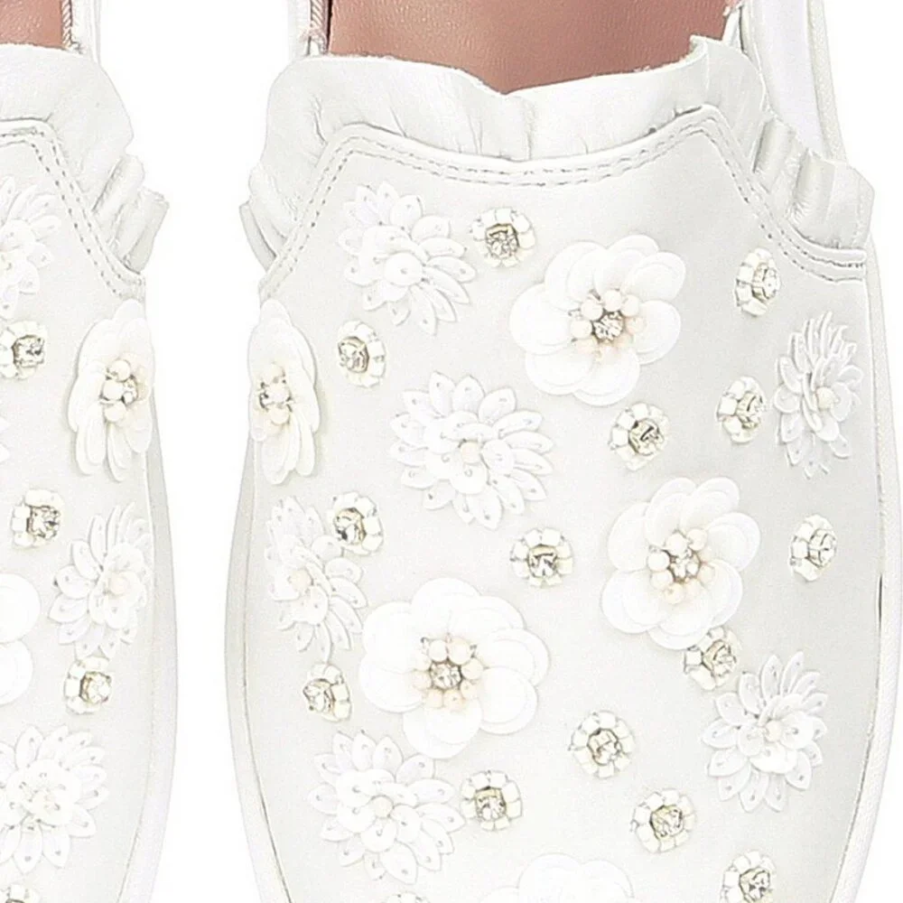 Kate Spade NEW Sneakers Embellished Leather Slip-on White Women's 9.5 NIB - Picture 7 of 17